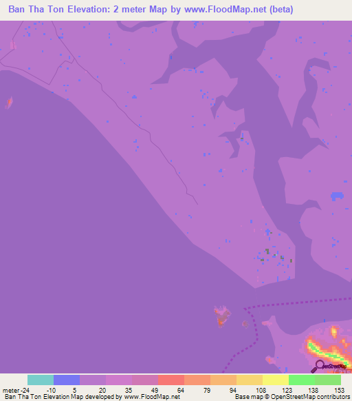 Ban Tha Ton,Thailand Elevation Map