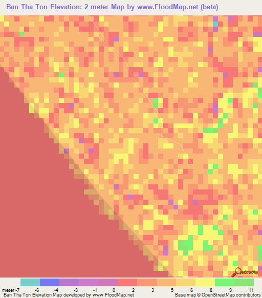 Ban Tha Ton,Thailand Elevation Map