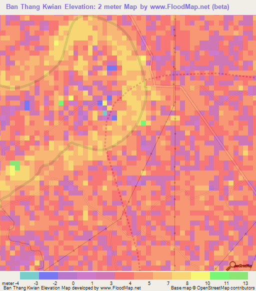 Ban Thang Kwian,Thailand Elevation Map