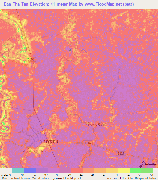 Ban Tha Tan,Thailand Elevation Map