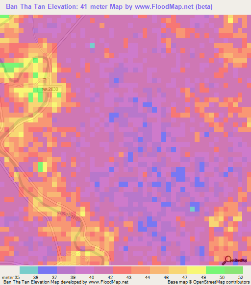 Ban Tha Tan,Thailand Elevation Map