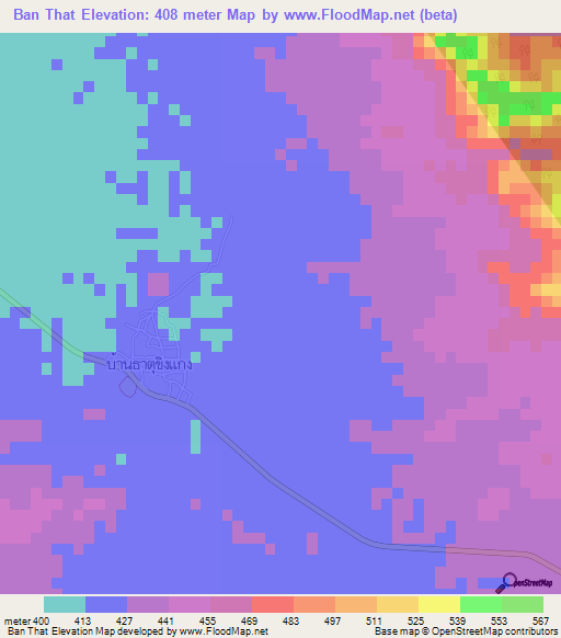Ban That,Thailand Elevation Map