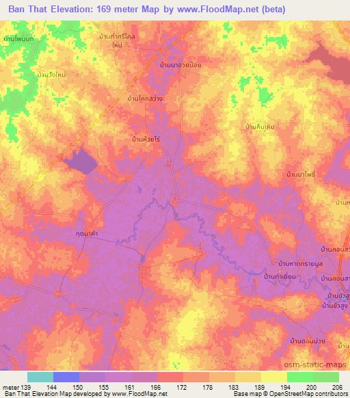 Ban That,Thailand Elevation Map