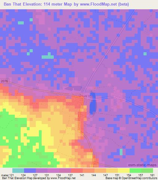 Ban That,Thailand Elevation Map
