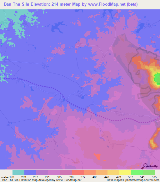 Ban Tha Sila,Thailand Elevation Map