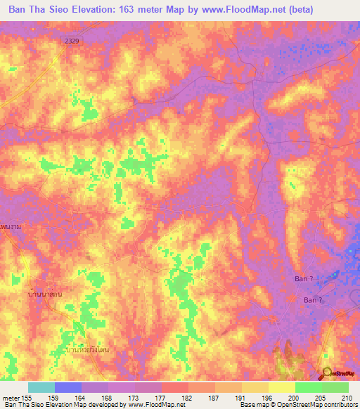 Ban Tha Sieo,Thailand Elevation Map