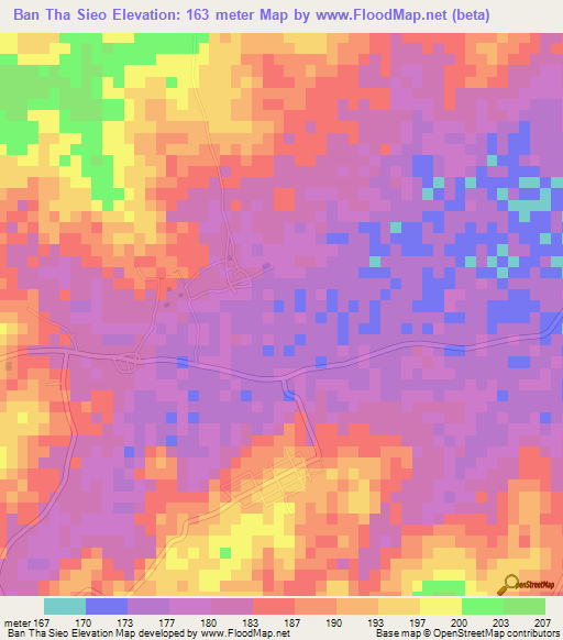 Ban Tha Sieo,Thailand Elevation Map