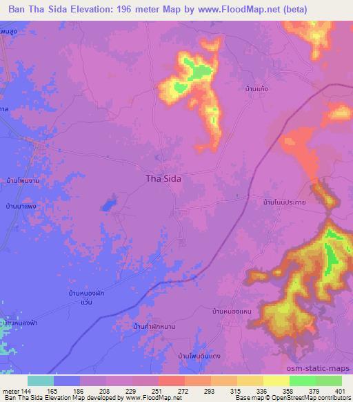 Ban Tha Sida,Thailand Elevation Map