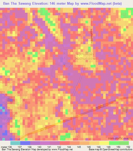 Ban Tha Sawang,Thailand Elevation Map