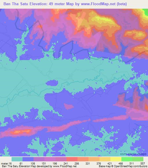 Ban Tha Satu,Thailand Elevation Map