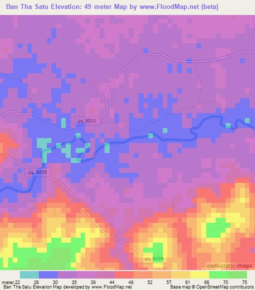 Ban Tha Satu,Thailand Elevation Map