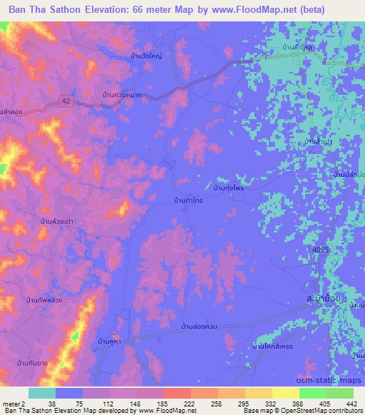 Ban Tha Sathon,Thailand Elevation Map