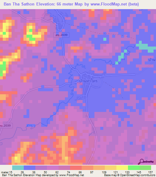 Ban Tha Sathon,Thailand Elevation Map