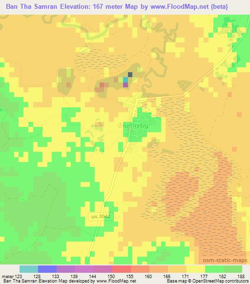 Ban Tha Samran,Thailand Elevation Map