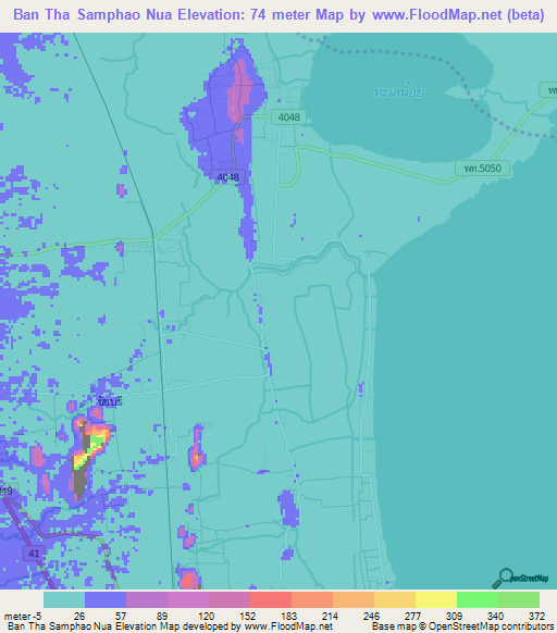 Ban Tha Samphao Nua,Thailand Elevation Map
