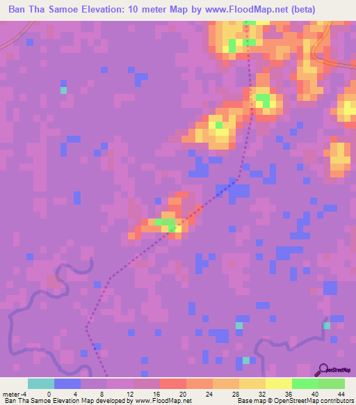 Ban Tha Samoe,Thailand Elevation Map
