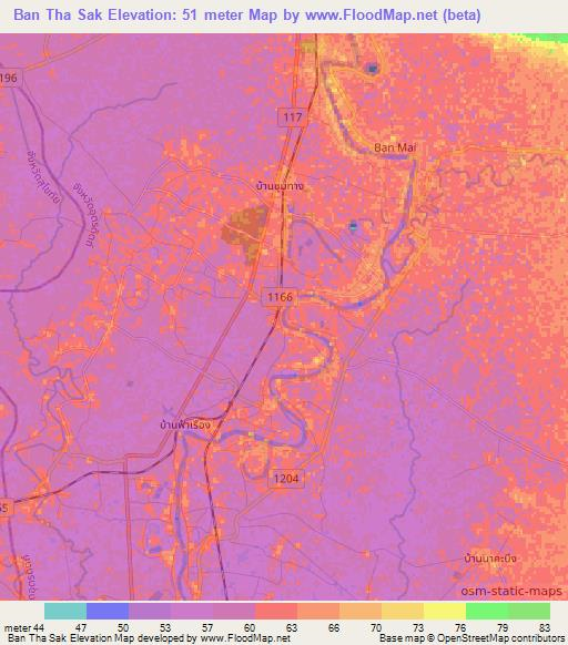 Ban Tha Sak,Thailand Elevation Map