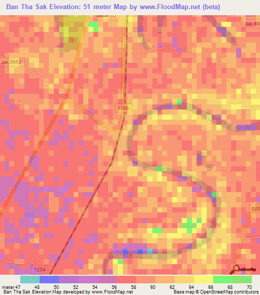 Ban Tha Sak,Thailand Elevation Map