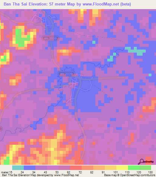 Ban Tha Sai,Thailand Elevation Map