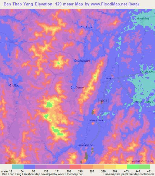 Ban Thap Yang,Thailand Elevation Map