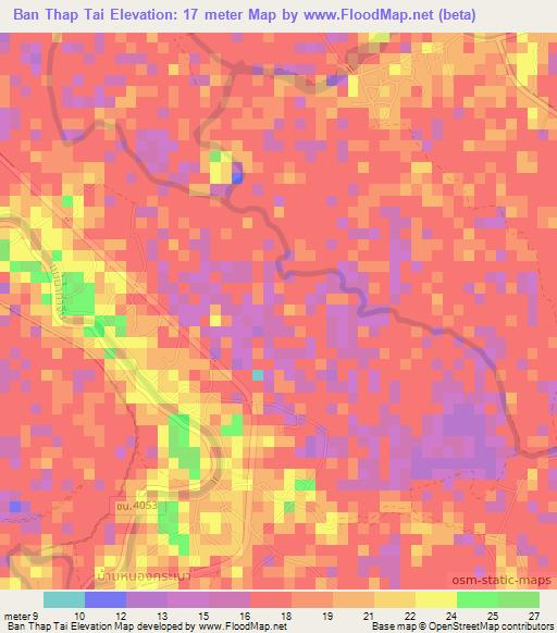 Ban Thap Tai,Thailand Elevation Map