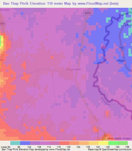 Ban Thap Phrik,Thailand Elevation Map