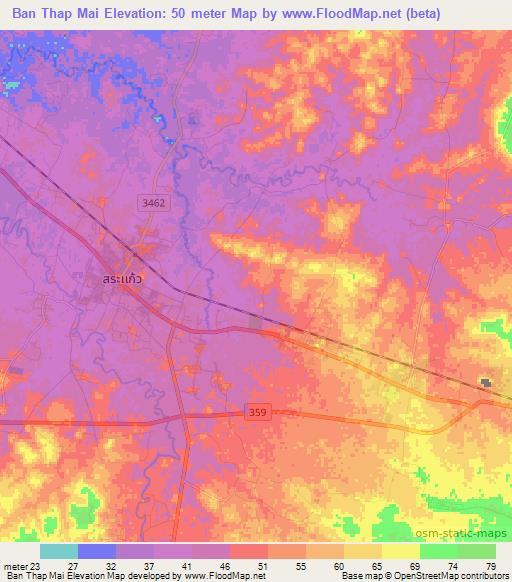 Ban Thap Mai,Thailand Elevation Map