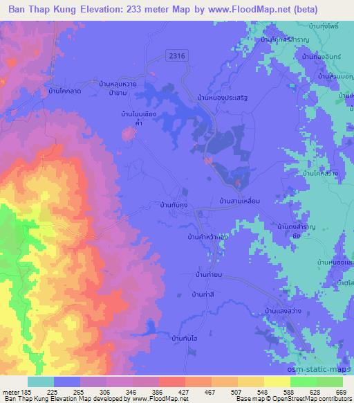 Ban Thap Kung,Thailand Elevation Map