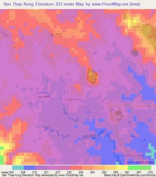 Ban Thap Kung,Thailand Elevation Map