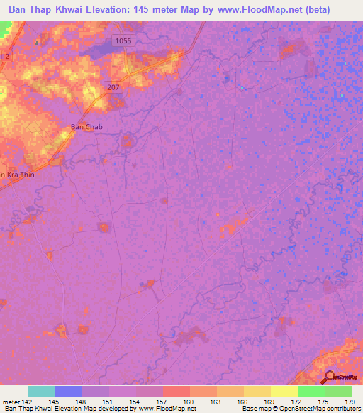 Ban Thap Khwai,Thailand Elevation Map