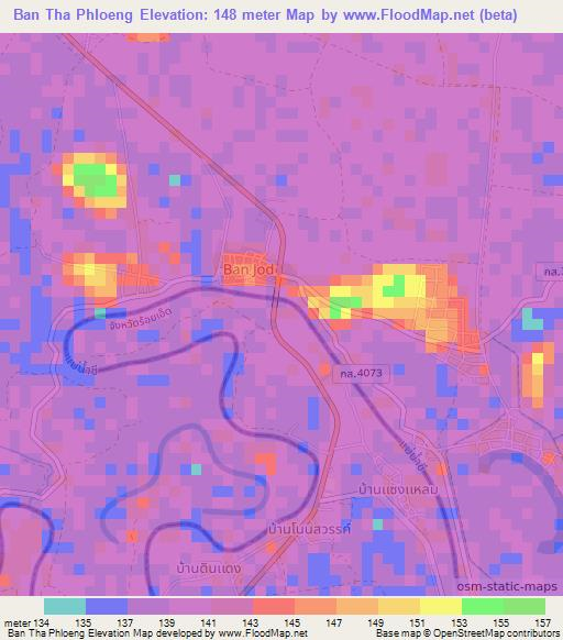 Ban Tha Phloeng,Thailand Elevation Map