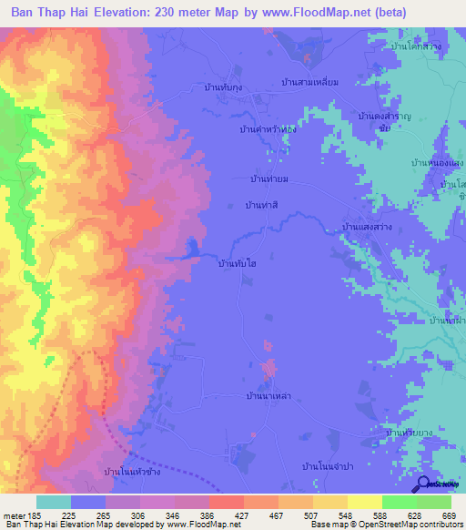 Ban Thap Hai,Thailand Elevation Map