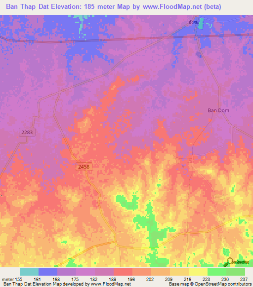 Ban Thap Dat,Thailand Elevation Map