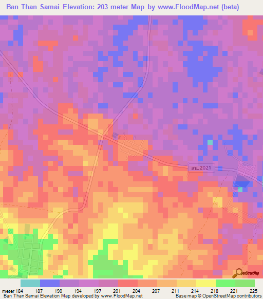 Ban Than Samai,Thailand Elevation Map