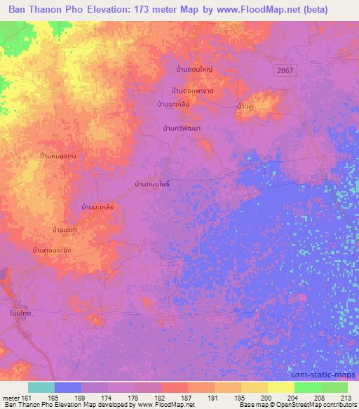 Ban Thanon Pho,Thailand Elevation Map