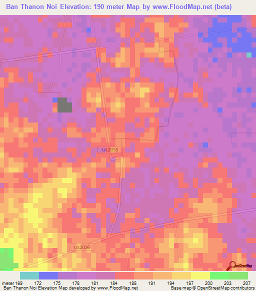 Ban Thanon Noi,Thailand Elevation Map