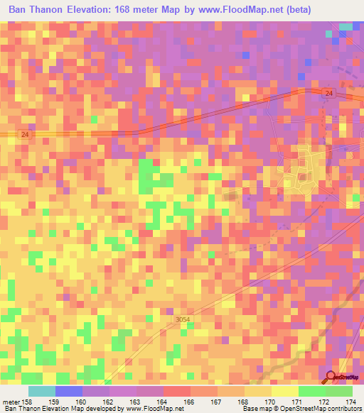 Ban Thanon,Thailand Elevation Map