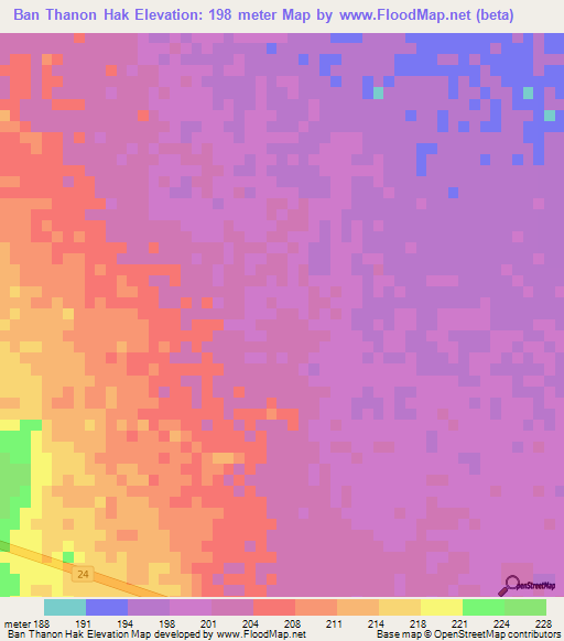 Ban Thanon Hak,Thailand Elevation Map