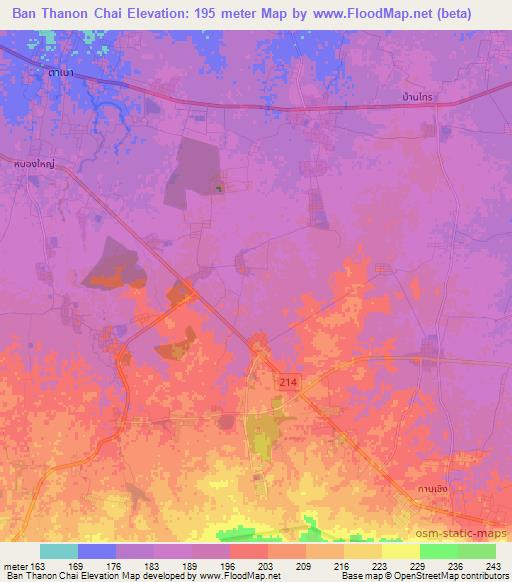 Ban Thanon Chai,Thailand Elevation Map