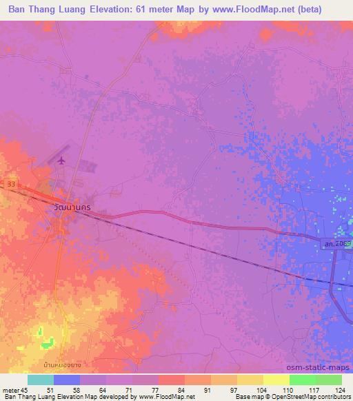 Ban Thang Luang,Thailand Elevation Map