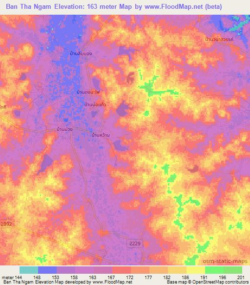 Ban Tha Ngam,Thailand Elevation Map
