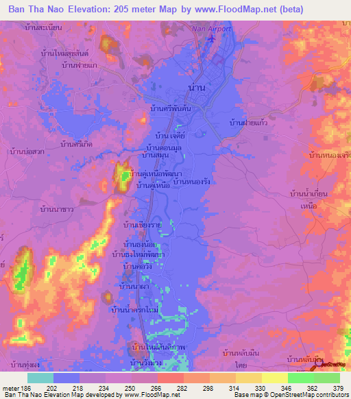 Ban Tha Nao,Thailand Elevation Map