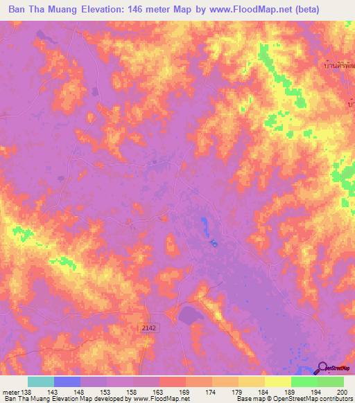 Ban Tha Muang,Thailand Elevation Map