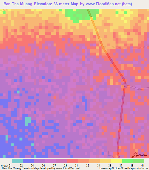 Ban Tha Muang,Thailand Elevation Map