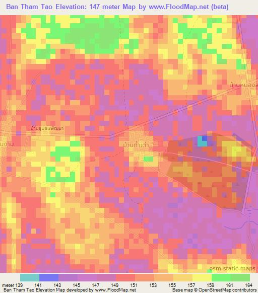 Ban Tham Tao,Thailand Elevation Map