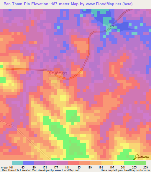 Ban Tham Pla,Thailand Elevation Map