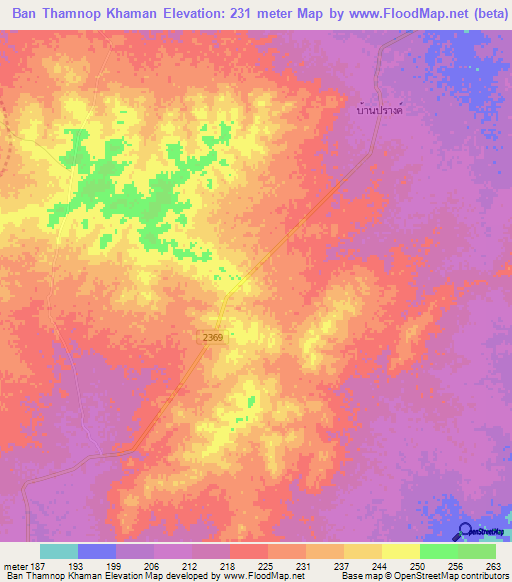 Ban Thamnop Khaman,Thailand Elevation Map