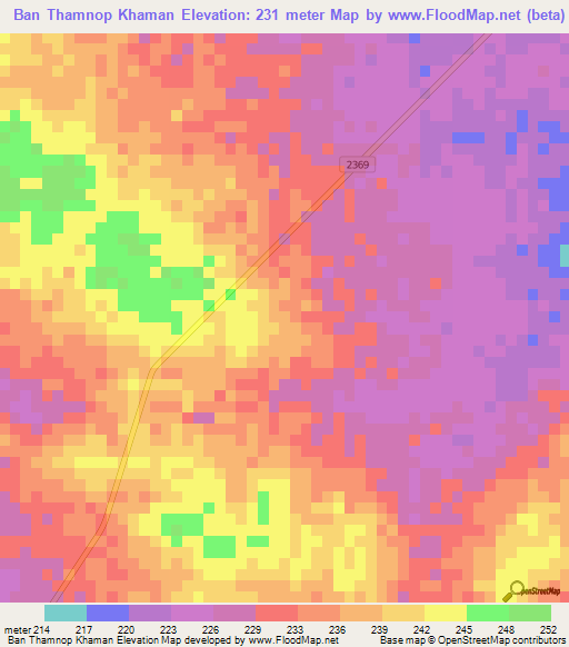 Ban Thamnop Khaman,Thailand Elevation Map
