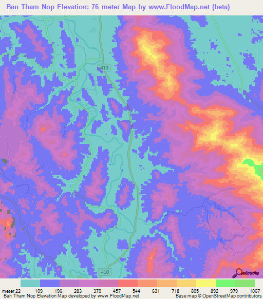 Ban Tham Nop,Thailand Elevation Map