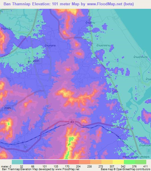 Ban Thamniap,Thailand Elevation Map